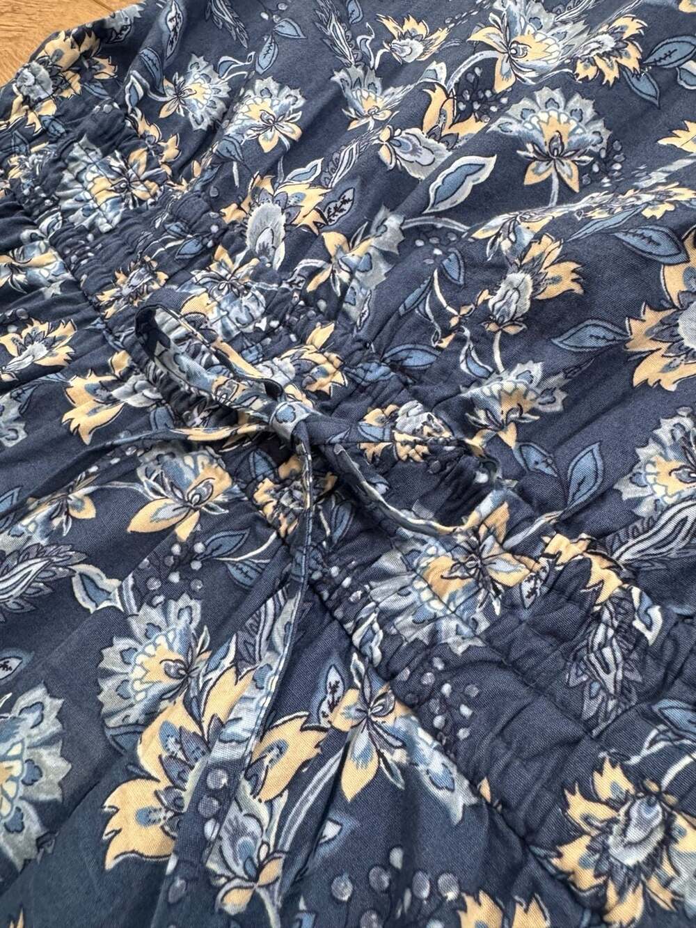 LOFT Petites Blue Floral Tiered Dress V Neck Long Sleeve Size XLP Boho - Picture 9 of 13